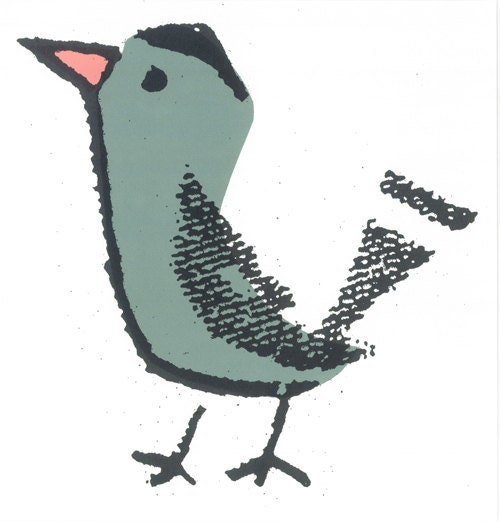 BIRD is the WORD: Birdy 10 x 10.5 Original Art Print by Print Mafia
