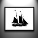 Schooner- Hand Cut Paper Silhouette 8x10