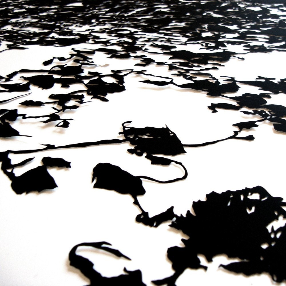 Papercut - Sand Beach, Hand-Cut Paper Art, framed and one-of-a-kind 18x24