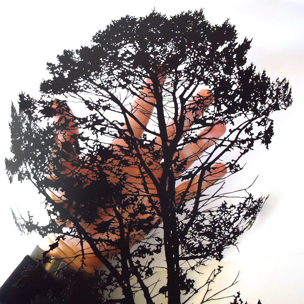 Pine Tree Portrait 18x24 original papercut