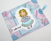 Handmade gift card holder with old world girl image