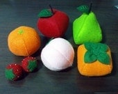 Felt Patterns - Whole Fruits Set - Apple Orange Pear Persimmon Peach Strawberry (Patterns and Instructions via Email)