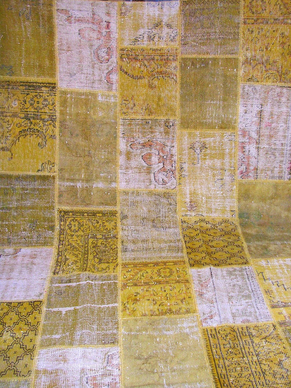 Sunshine Yellow Revitalized Vintage Patchwork Carpet