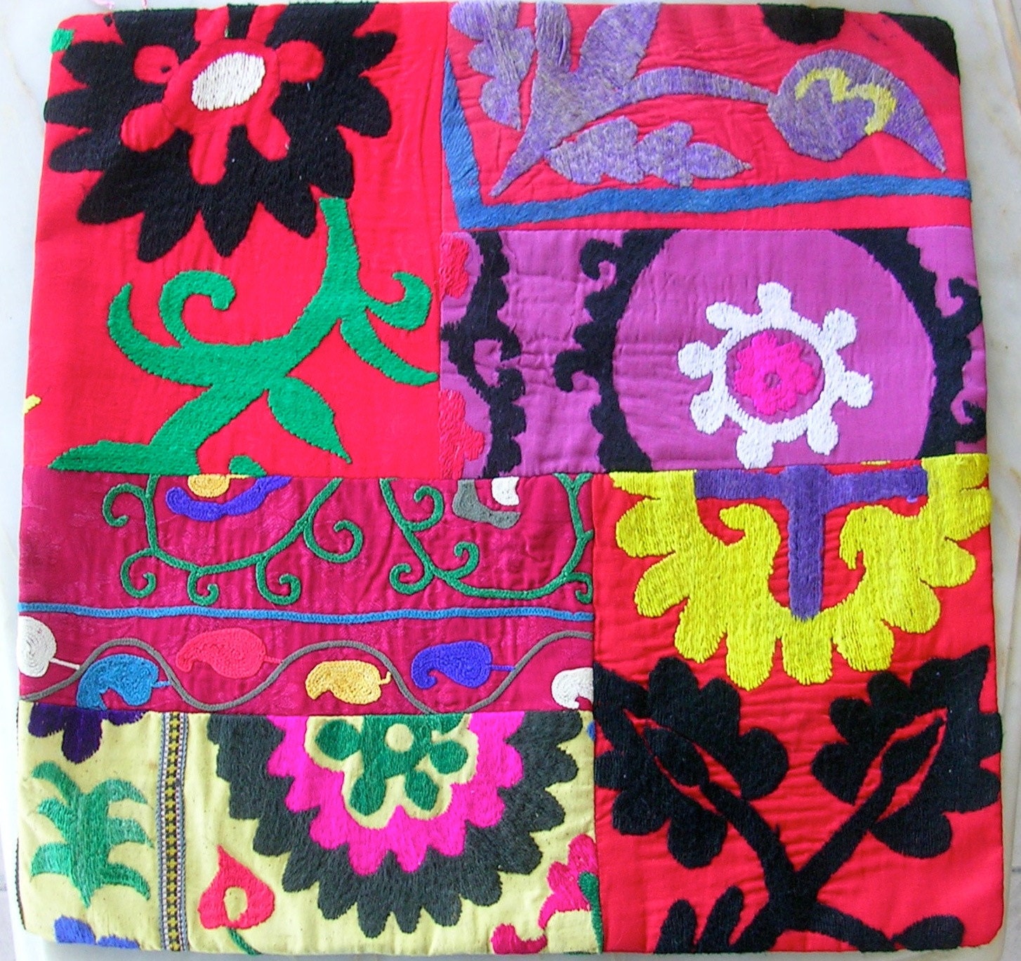 Patchwork Suzani Pillow Cover