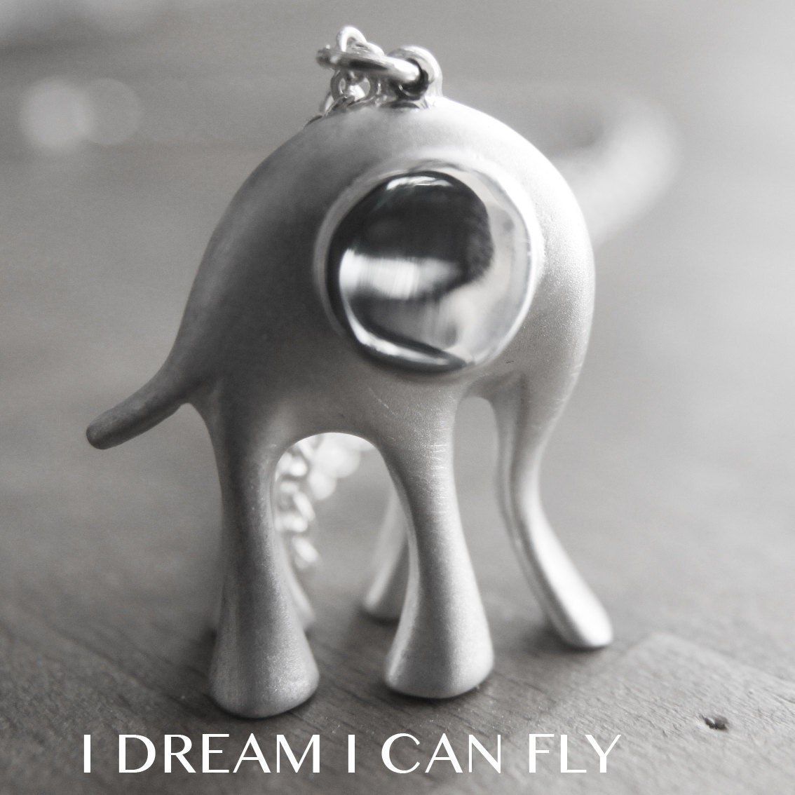 Elephant necklace in brushed sterling silver - PRIORITY MAIL