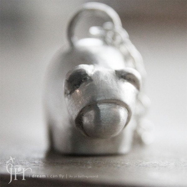 Bear necklace in brushed sterling silver - PRIORITY MAIL