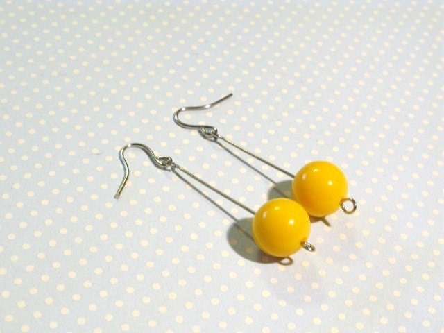 Dangling Balls Earrings - Yellow