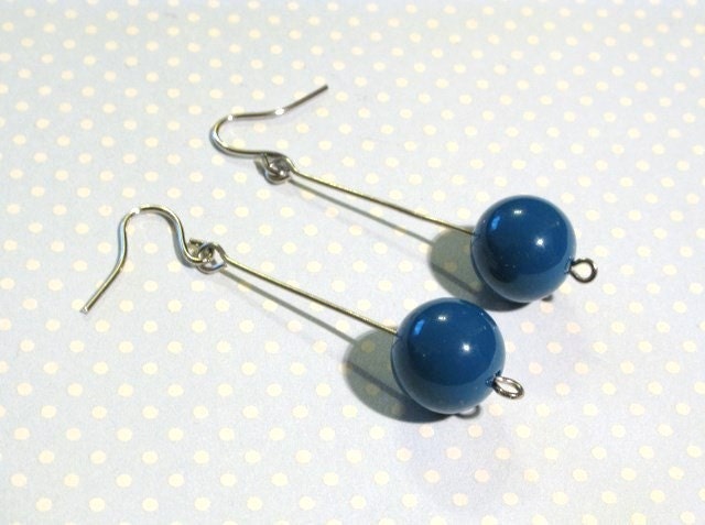 Dangling Balls Earrings - Greenish Blue