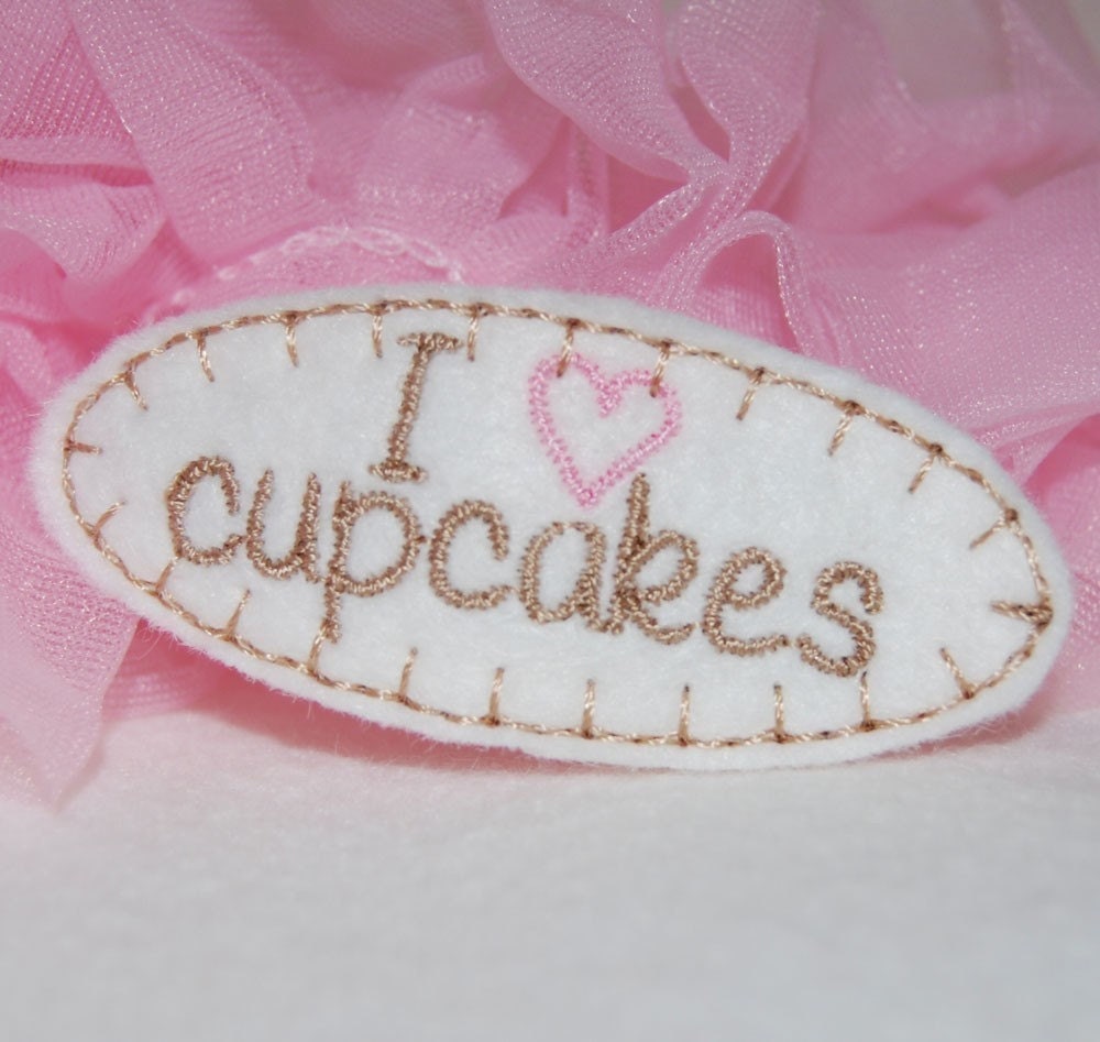 I Love Cupcakes Wool Felt Hair Clip by Chic Baby Rose
