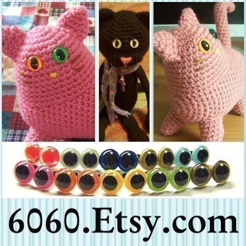 Oval Black Eyes Safety eyes Craft eyes Plastic eyes - 3 PAIRS 22mm x 15mm