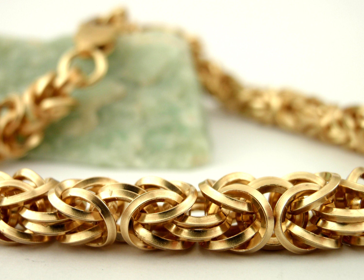 14kt Gold Filled Bracelet - On Edge Square Beyond Basic Byzantine Chainmaille
