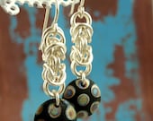 Silver Byzantine Chain Earrings - Art Glass Drops