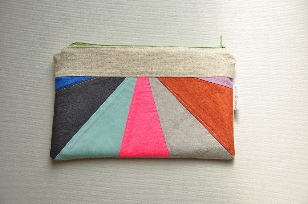 Colored Horizon Zipper Clutch