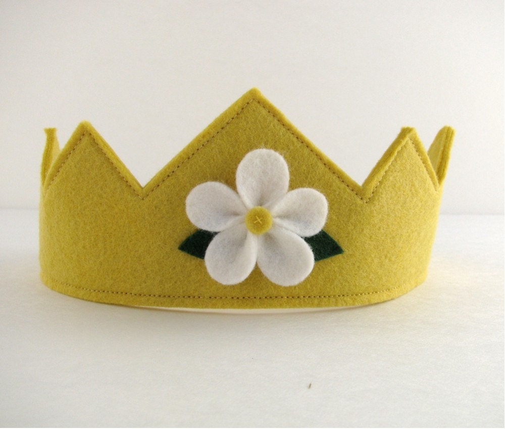 Woodland Crown-- Wool felt crown with flower motif