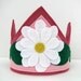 Wool Felt Crown --pink with white flower
