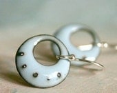 ready to ship Blue Enamel Earrings Copper Enamel Jewelry OOAK Light Blue