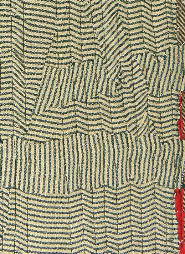 RESERVED FOR SUSAN 4.22.2012 small art quilt, contemporary, abstract, green and brown stripes, citron, rust, brown herringbone