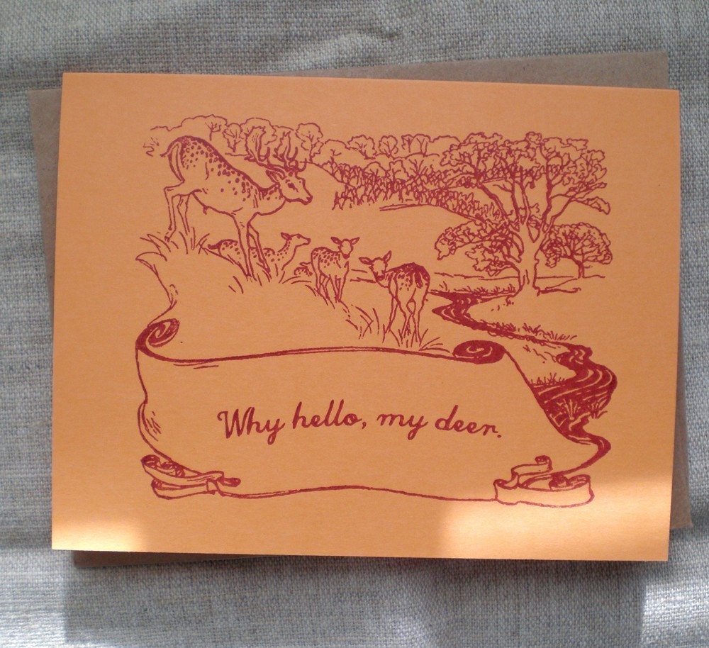 Gocco Deer Card. Why hello, my deer.