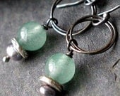 Mint Green Aventurine, Gray Pearl and Sterling Silver Earrings - CRUZAN