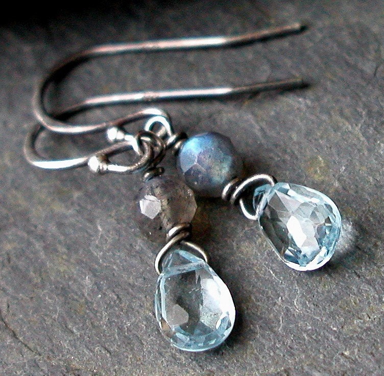 Azure Blue Topaz, Labradorite, Sterling Silver Earrings - BIMINI