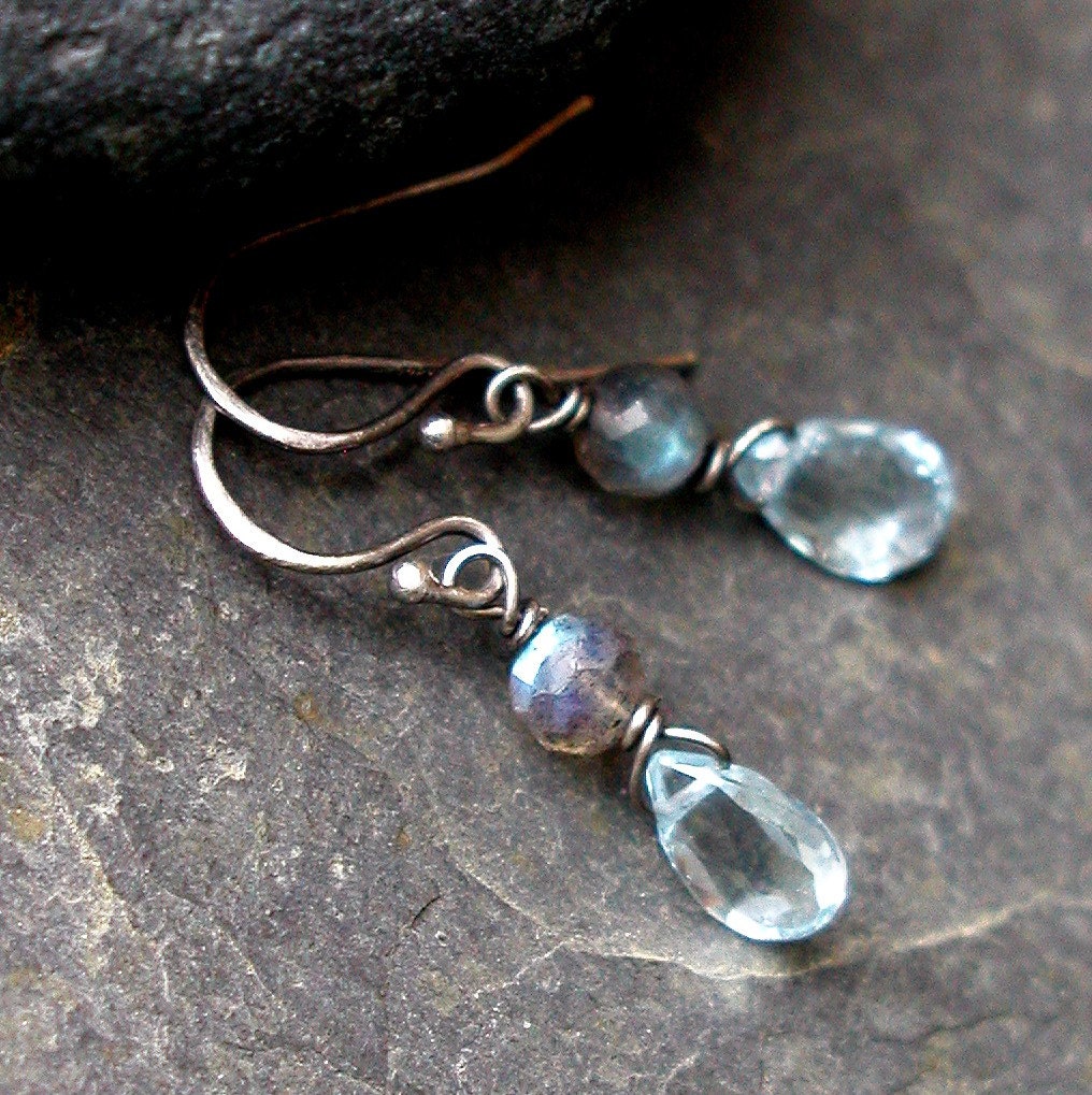 Azure Blue Topaz, Labradorite, Sterling Silver Earrings - BIMINI