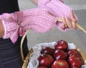 Pink handknit fingerless gloves FREE US shipping