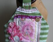 Upcycled handbag Green. Pink. Felted knitting bag FREE US ship