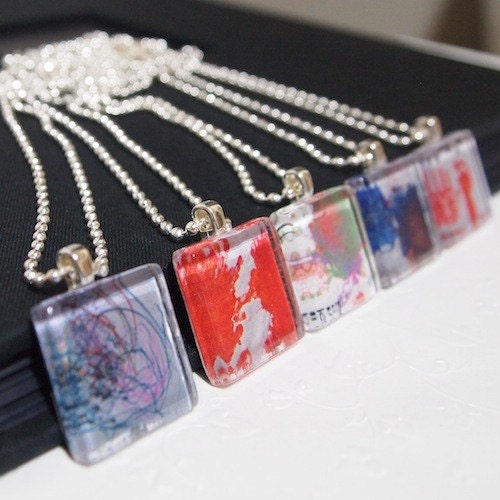 Kids Art jewelry - glass pendants of your child's photo or artwork