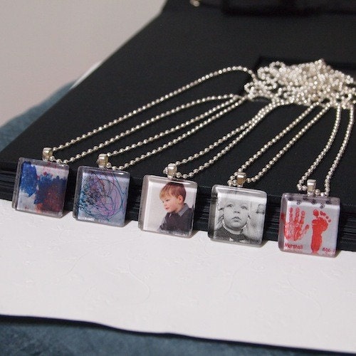 Personalized glass pendant - turn your child's photo or artwork into a pendant, ornament or keychain.