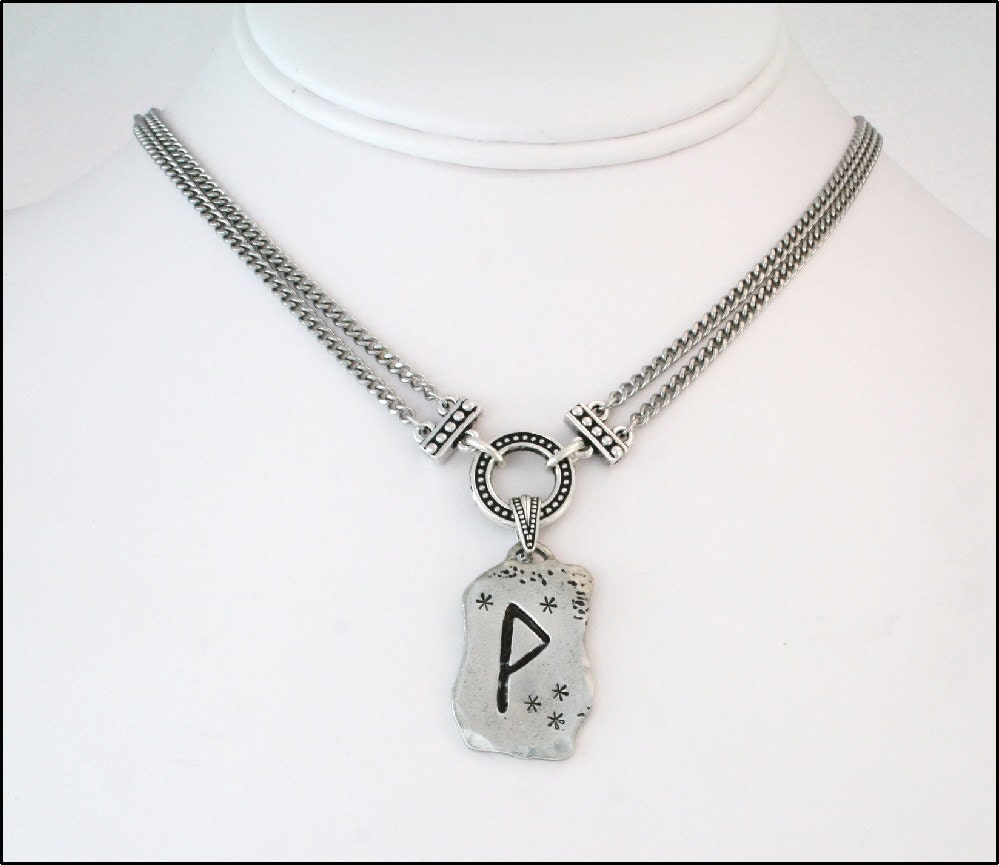 Silver Inspirational Charm Necklace, Runes Pendant, Silver Inspirational Jewelry, Balance Rune Jewelry, Unisex Jewelry