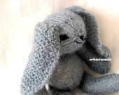 Wool bunny hand knitted of natural materials, 11inch