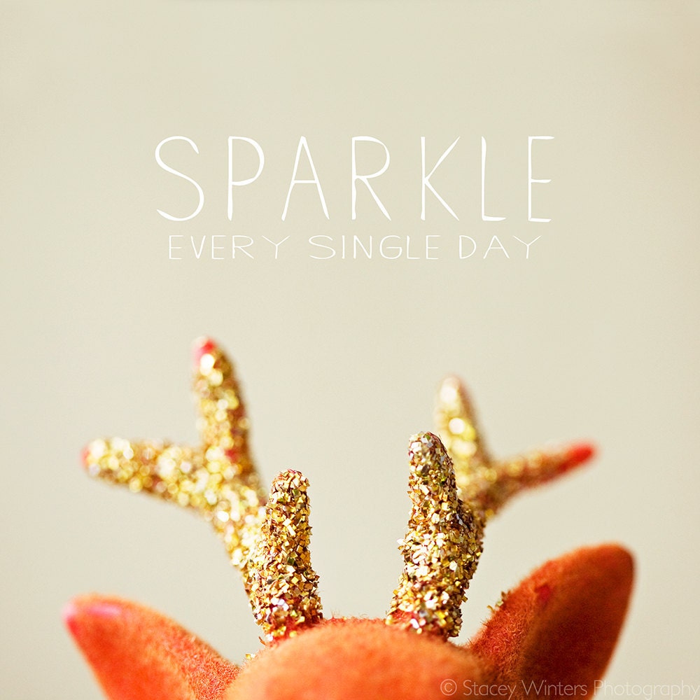sparkle . glittered antlers mini print