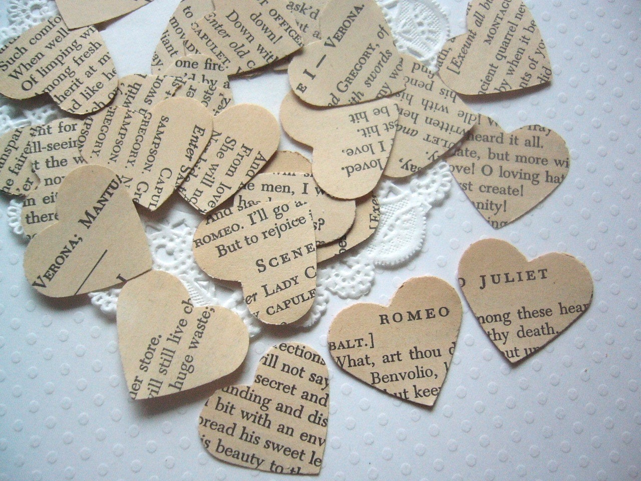 Vintage Romeo and Juliet  Heart Wedding Confetti