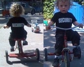 SECURITY - Onesie, Lap Tee, Toddler T or Youth T Shirt - your choice of size/style - cool funny hip baby toddler American Apparel (black)