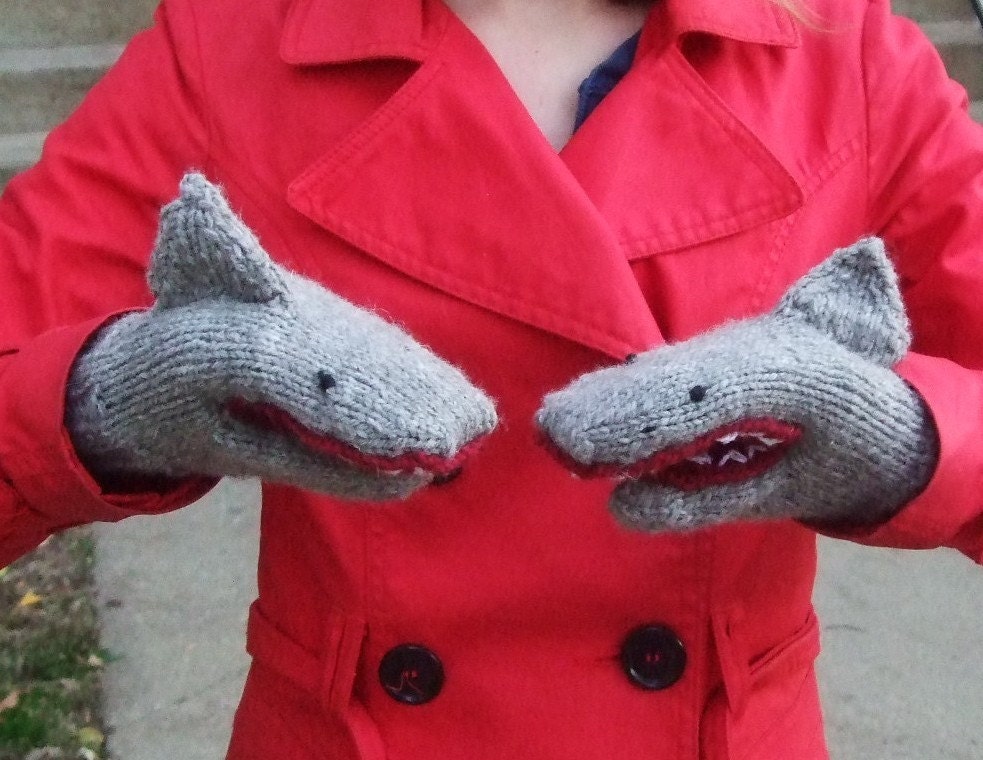 Shark Mittens--Adult Small