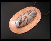 Multi-Colour Spiderweb Agate - OOAK Oval Copper Pendant