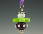 Purple and Green Fun Beaded Lampwork Necklace