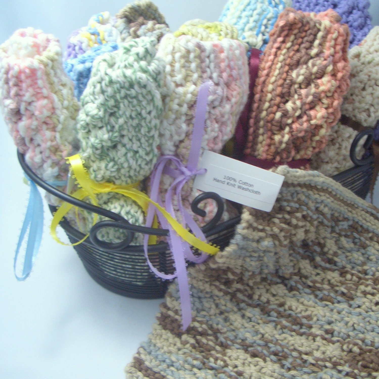 Hand knit 100 percent cotton washcloth