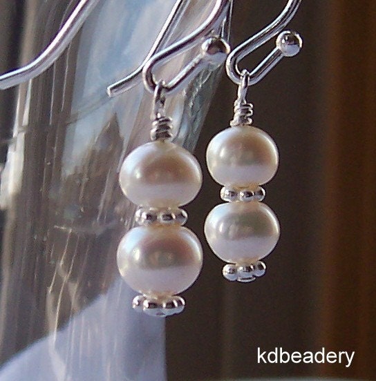 Freshwater Pearl Earrings. Sterling Silver. Bridal.