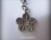 Rustic Flower. Oxidized Sterling Silver Bracelet. New For Spring.