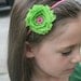 Lime green frayed rosette headband ANY size newborn to adult