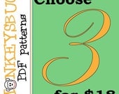 Bargain Bundle Choose Any THREE Sewing Pattern eBooks SAVE 25 PERCENT