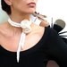 Knitted White Shrug - Lacy Wool Bolero with Crocheted Borders - WHITE GARDEN