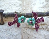 Handmade French beaded bird earrings