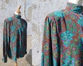 1980 Paisley couture blouse Carven size L