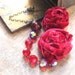 Shabby Fabric Roses Necklace Romance In Red