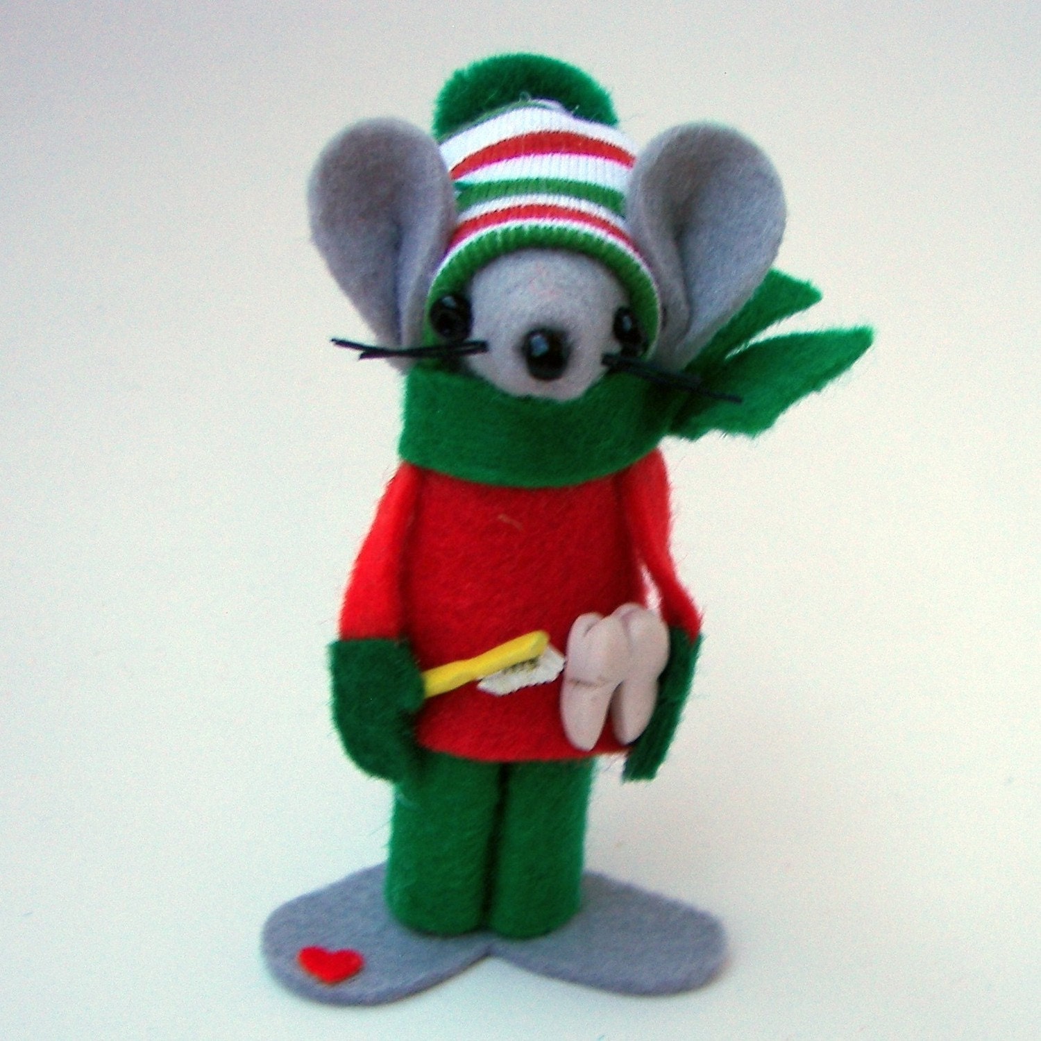 Dentist Mouse Christmas Ornament cute felt mice gift for animal lovers and collectors by Warmth