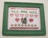 Mice are Nice Mini XStitch Sampler in Handmade Frame