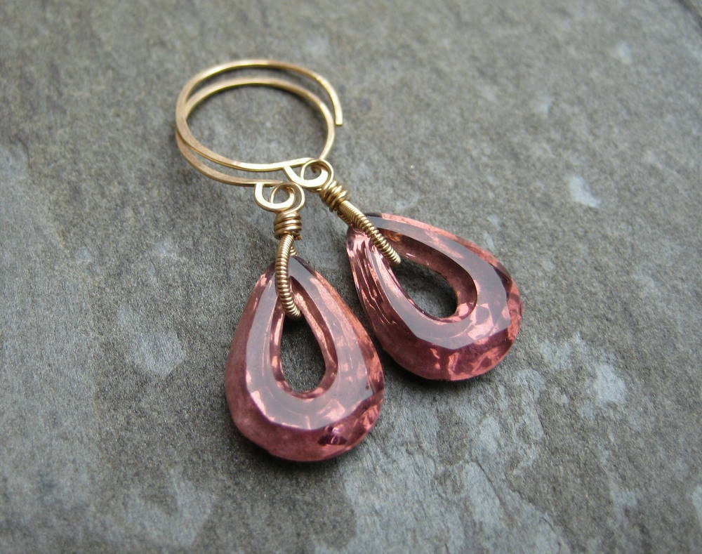 Vintage Amethyst Faceted Glass Drop Earring