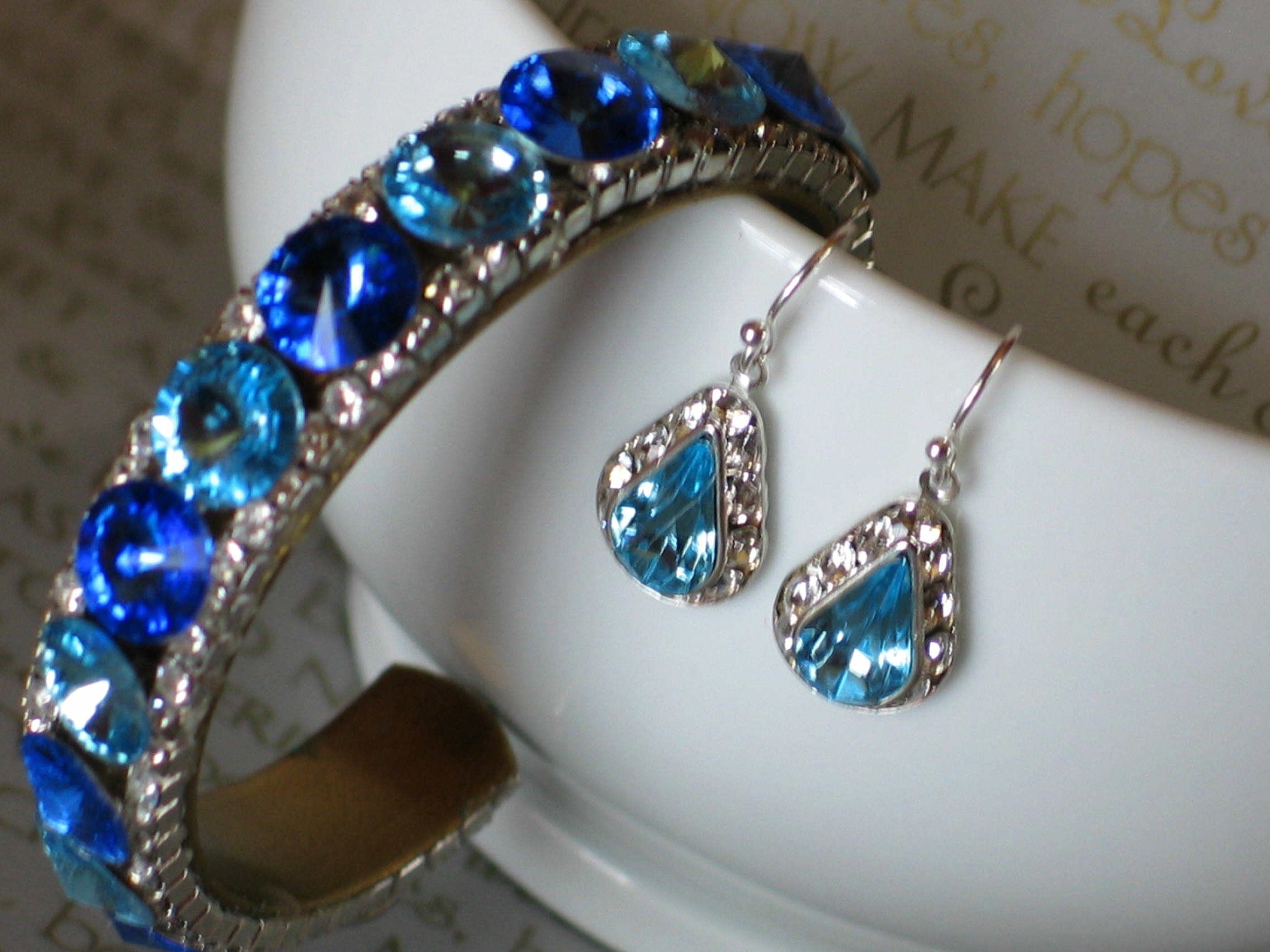 Something Blue Bridal Earrings, Glam Tear Drop, Swarovski Crystals